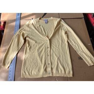 Chicos Yellow Cardigan Sweater, Women's Size 1 Ribbed V Neck, Button‎ Up, Spring